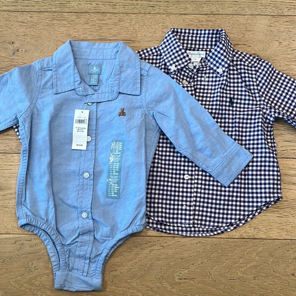 Ralph Lauren and baby gap button-down shirt size 12 month to 18 months brand new